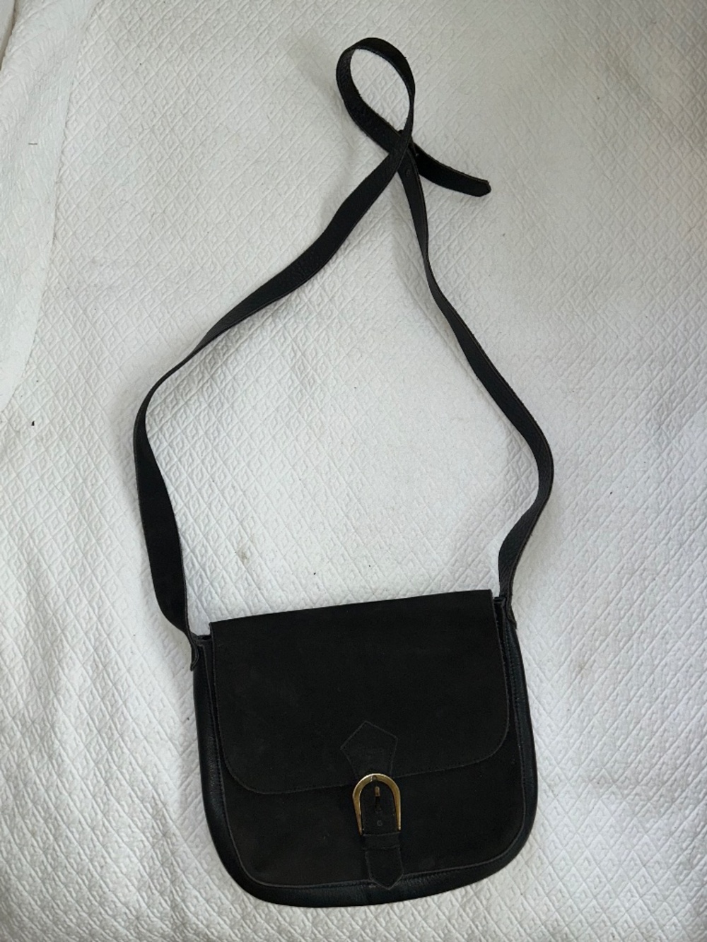 Arche French Designer supple black leather suede cross body purse bag FRANCE